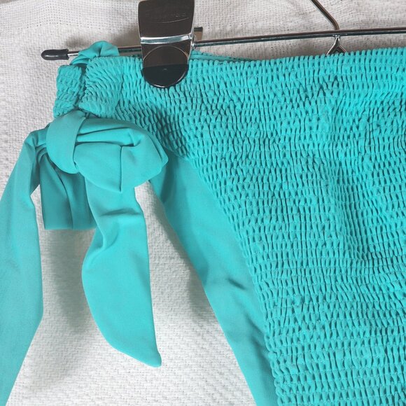 Tori Praver Swimwear Turquoise Tie Sides Lined Nylon Span Bikini Bottom Size M - Picture 2 of 16